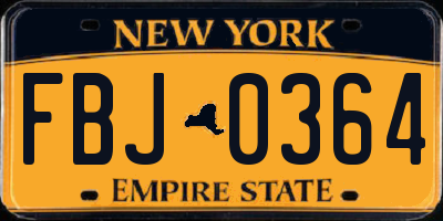 NY license plate FBJ0364