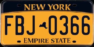 NY license plate FBJ0366