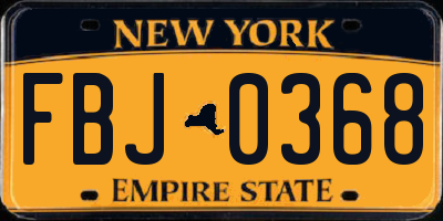 NY license plate FBJ0368