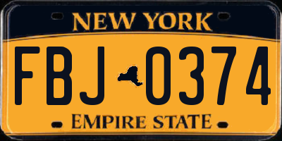 NY license plate FBJ0374