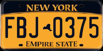 NY license plate FBJ0375