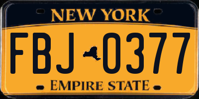 NY license plate FBJ0377