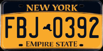 NY license plate FBJ0392