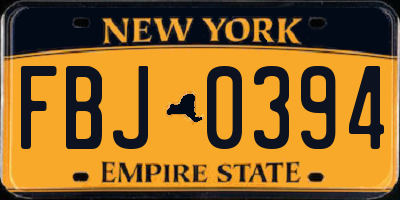 NY license plate FBJ0394