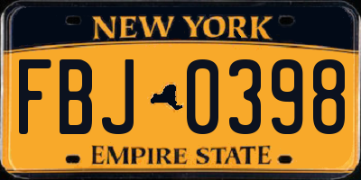 NY license plate FBJ0398