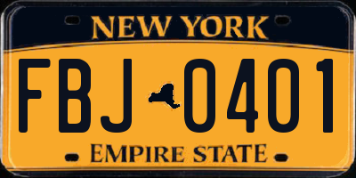 NY license plate FBJ0401