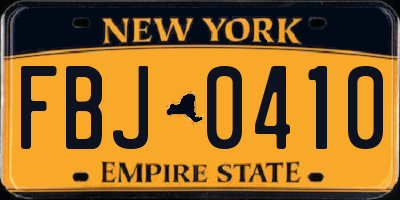 NY license plate FBJ0410