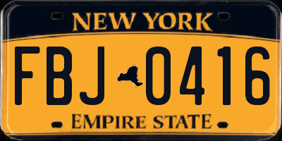 NY license plate FBJ0416