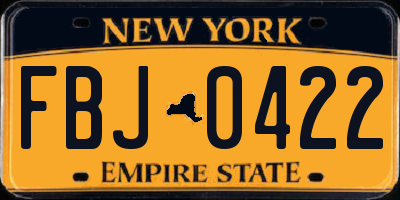 NY license plate FBJ0422