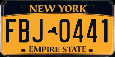 NY license plate FBJ0441