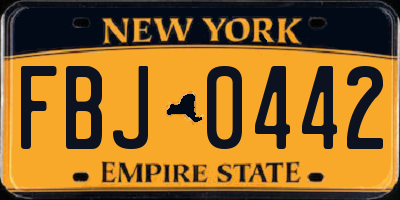 NY license plate FBJ0442