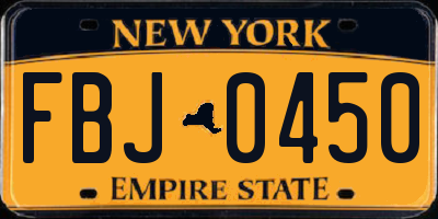 NY license plate FBJ0450