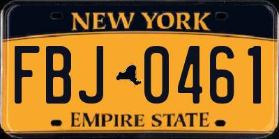 NY license plate FBJ0461