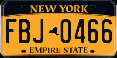 NY license plate FBJ0466