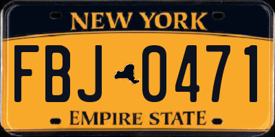 NY license plate FBJ0471