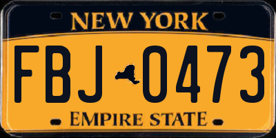 NY license plate FBJ0473