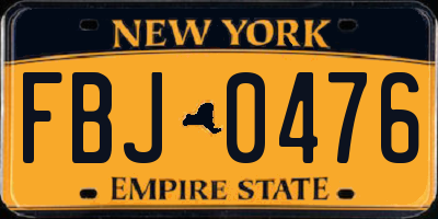 NY license plate FBJ0476