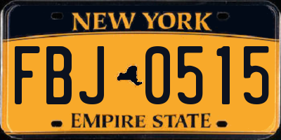 NY license plate FBJ0515