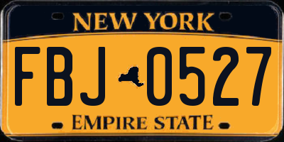 NY license plate FBJ0527