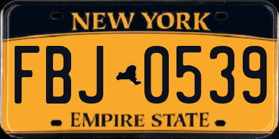 NY license plate FBJ0539