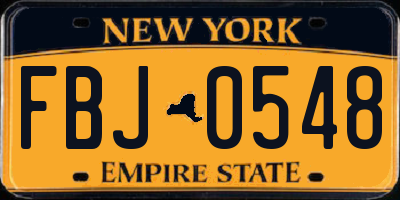 NY license plate FBJ0548