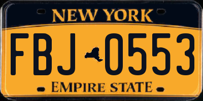 NY license plate FBJ0553