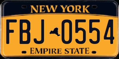 NY license plate FBJ0554