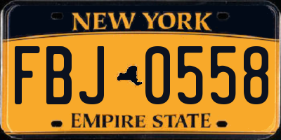 NY license plate FBJ0558