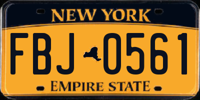 NY license plate FBJ0561