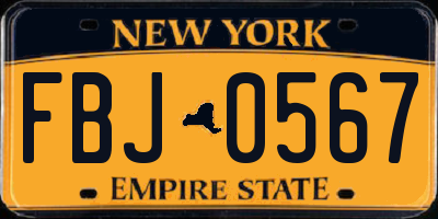 NY license plate FBJ0567