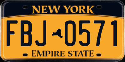 NY license plate FBJ0571