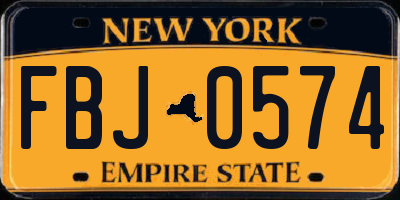NY license plate FBJ0574