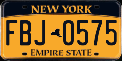 NY license plate FBJ0575