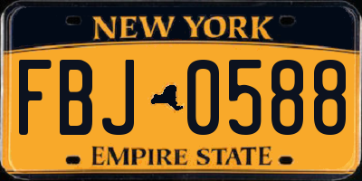NY license plate FBJ0588