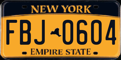 NY license plate FBJ0604