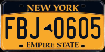 NY license plate FBJ0605