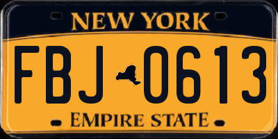 NY license plate FBJ0613