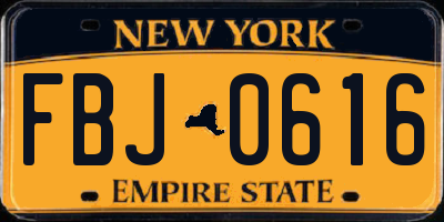 NY license plate FBJ0616