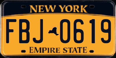 NY license plate FBJ0619