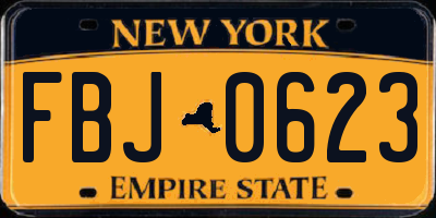 NY license plate FBJ0623