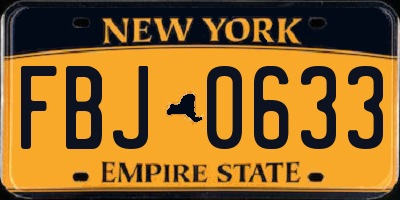 NY license plate FBJ0633