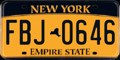 NY license plate FBJ0646
