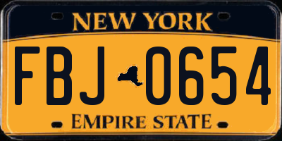 NY license plate FBJ0654