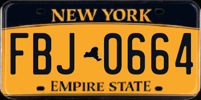 NY license plate FBJ0664