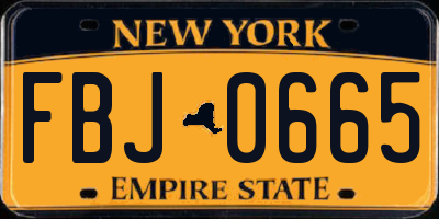 NY license plate FBJ0665