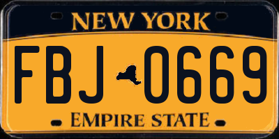 NY license plate FBJ0669
