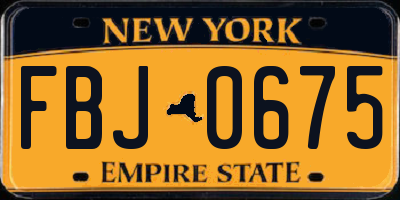 NY license plate FBJ0675