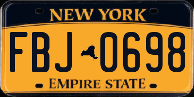 NY license plate FBJ0698