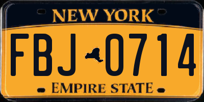 NY license plate FBJ0714