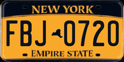 NY license plate FBJ0720